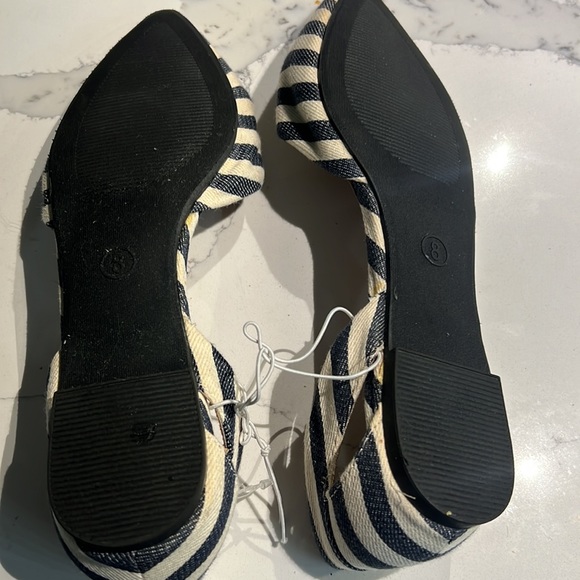 Merona Women's SZ 8 Flat Shoes D'Orsay Navy Blue/White Stripe Pointed Toe NWOT - Picture 7 of 7